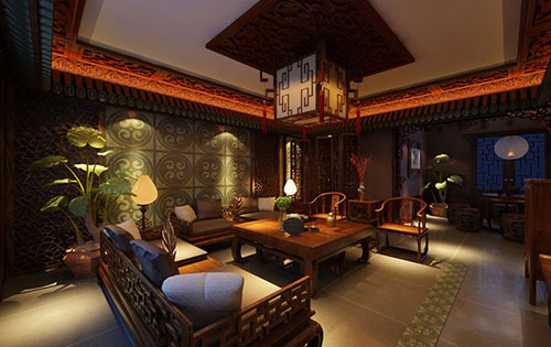 夜景下的中式古典別墅設(shè)計(jì)效果圖