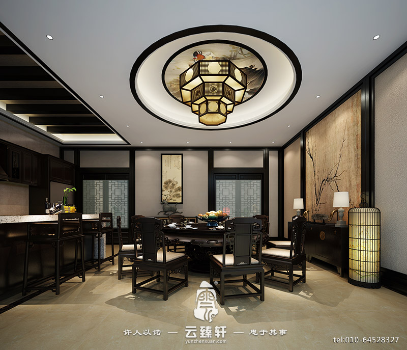 簡(jiǎn)約中式餐廳效果圖