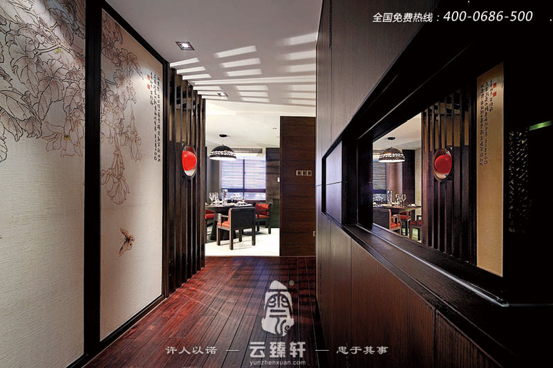 在玄關過道區域的現代和中式結合的裝修效果圖