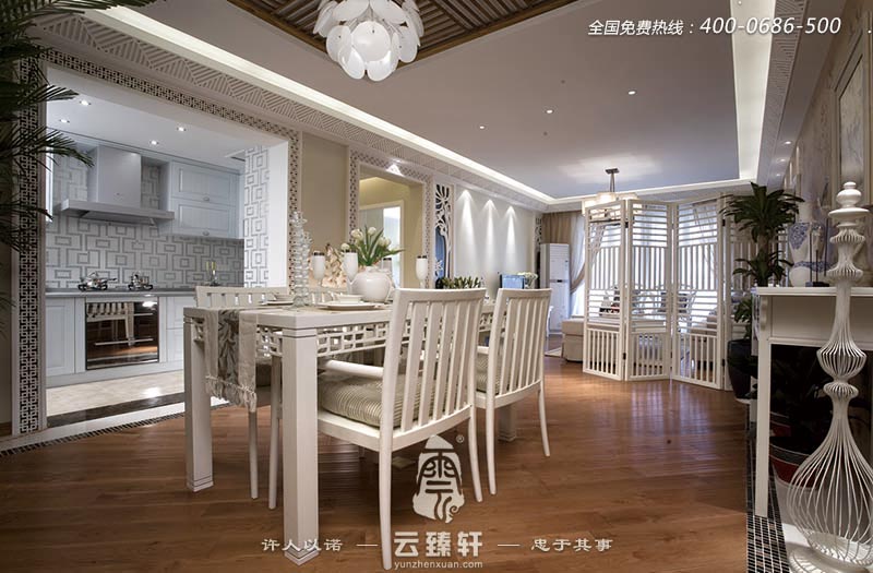 柔美雅致新中式餐廳設計裝修案例