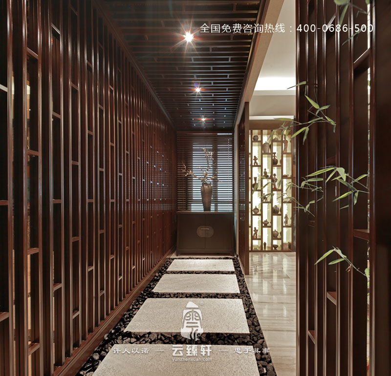 這個木質格柵的設計靈感來源于竹子