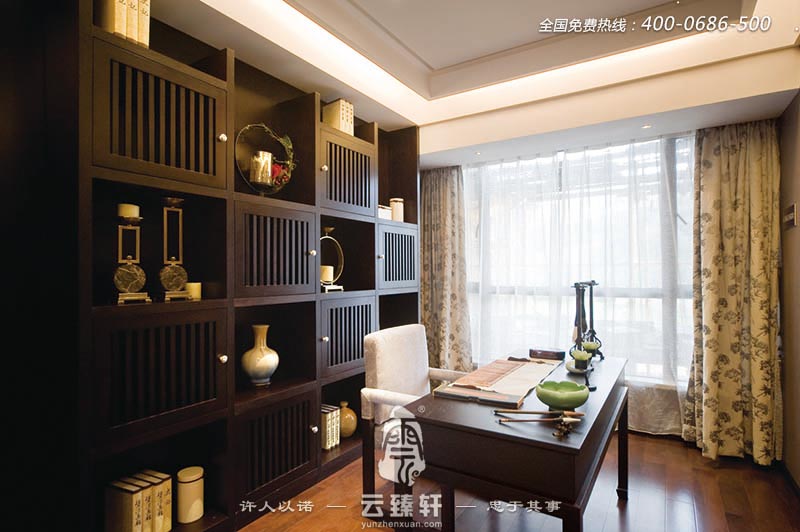 丁字形中式書房設(shè)計(jì)裝修