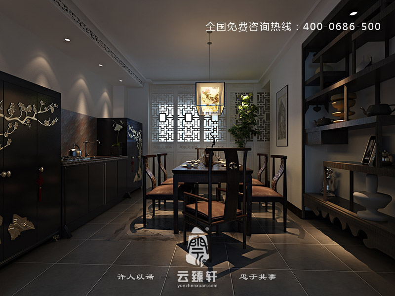 夜晚下的茶室裝修效果圖