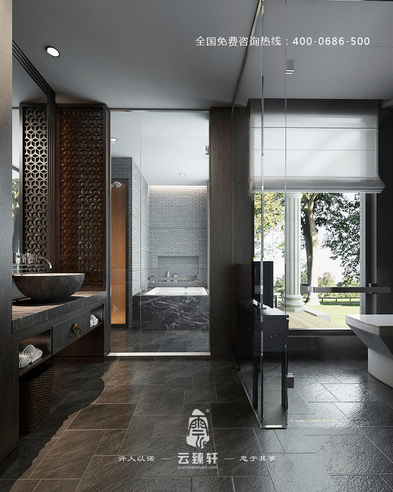 干凈整潔的新中式衛生間裝修效果圖