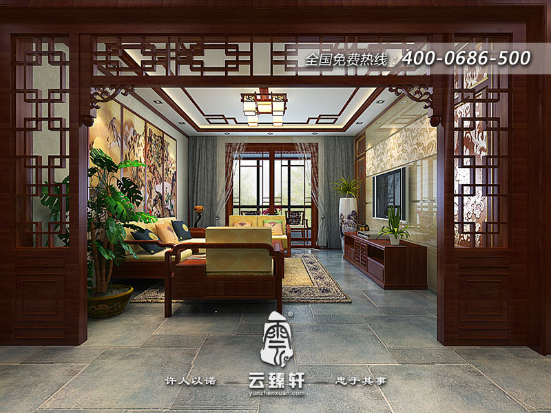 溫州古樸溫馨的古典中式風格客廳裝修效果圖