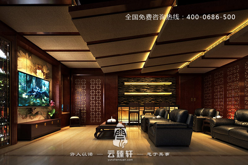 視聽(tīng)娛樂(lè)室也是一道美曲的中式風(fēng)景線