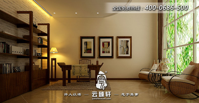 書房延續(xù)了現(xiàn)代與中式文化內(nèi)涵的結(jié)合