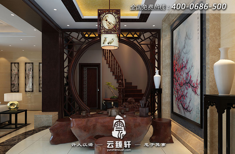 在復式樓的一層客廳的旁邊隔斷出一個茶室出來