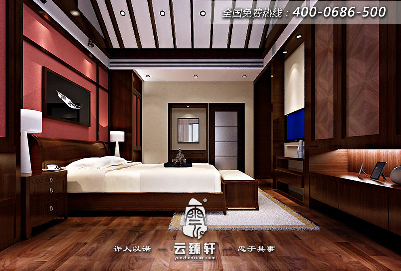 臥室的裝飾具備了各種東方元素，但并不追求原汁原味