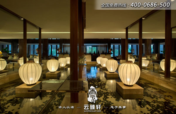 江陰新中式SPA養生會所大廳裝修