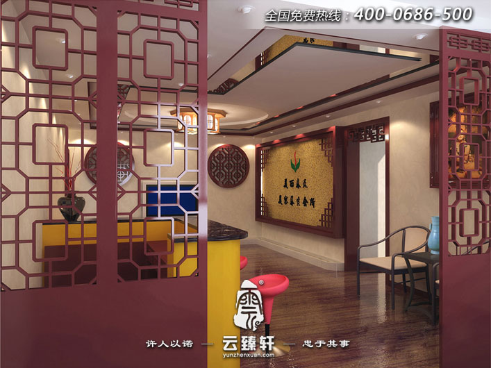 專屬美麗女人的中式美容養(yǎng)生會所前臺裝修效果圖