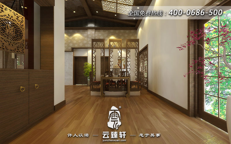 中式進門玄關裝修效果圖視角一