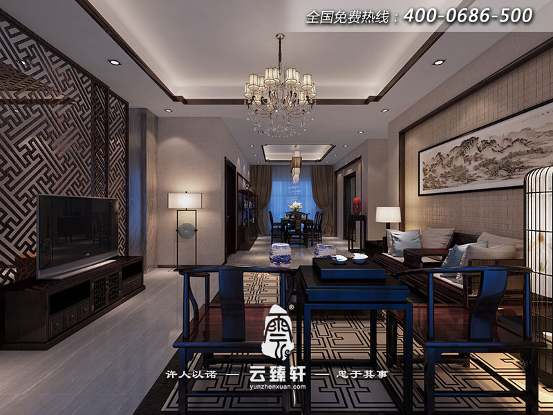 精品的大三居中式室內家裝設計效果圖