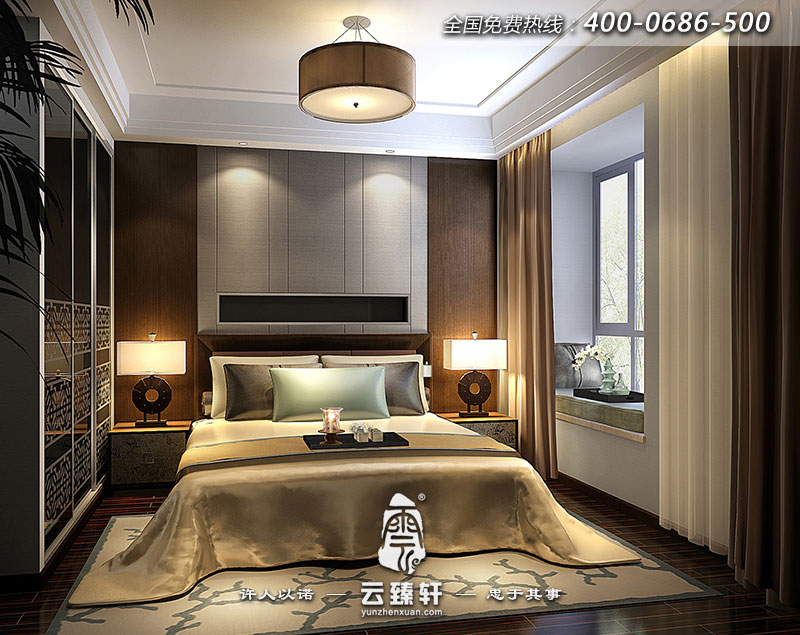 臥室故意把床頭兩側的中式臺燈擺放的那么顯眼