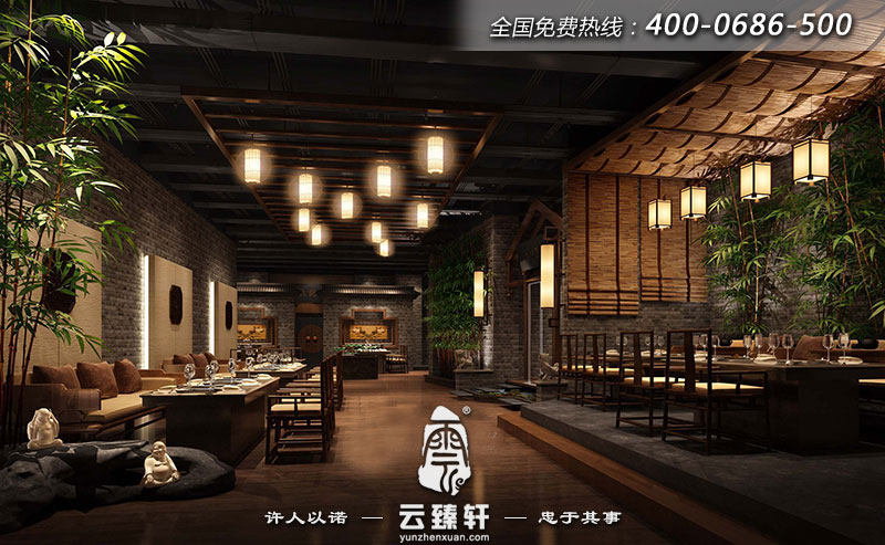 中式餐廳內部設計效果圖