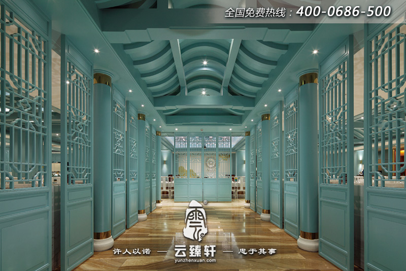 中式餐廳設計案例前臺過道