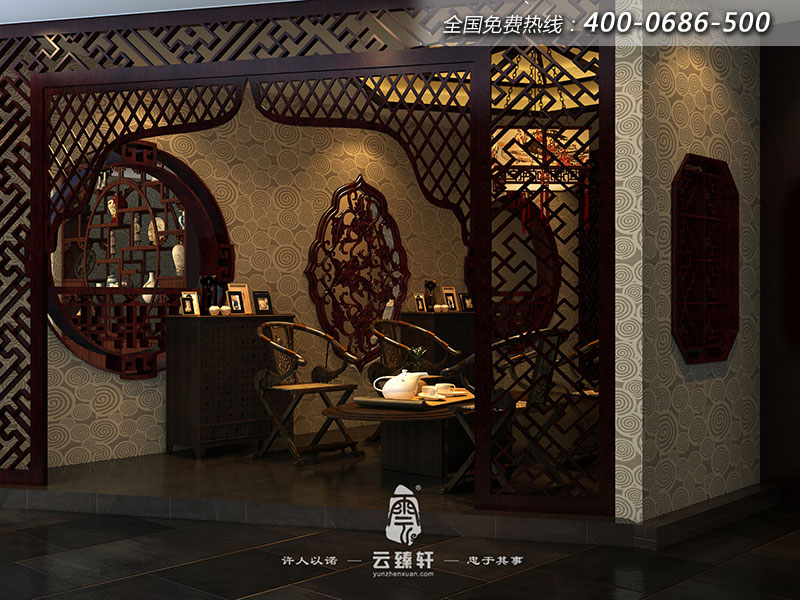 三樓紅木家具展廳的包間設(shè)計效果圖