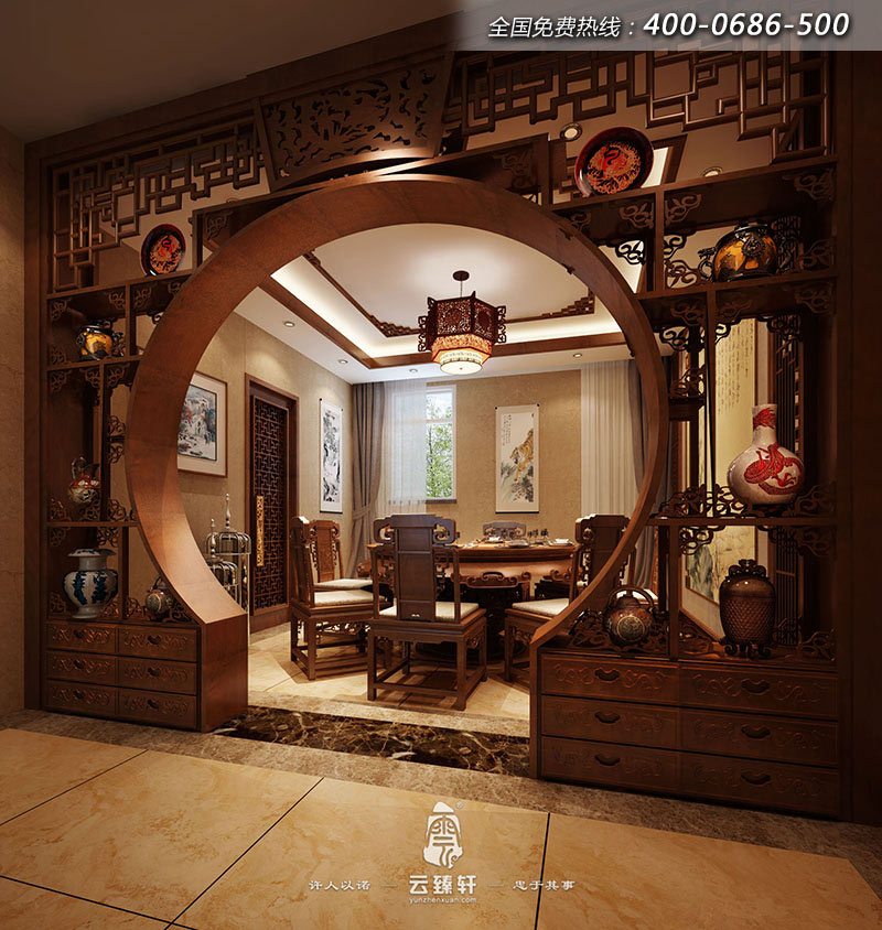 中式家具展廳餐廳設計效果圖