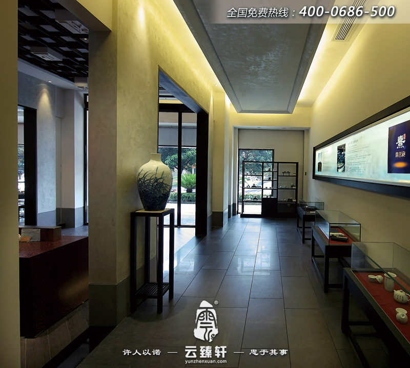 中式茶文化展廳入口處設(shè)計(jì)效果圖