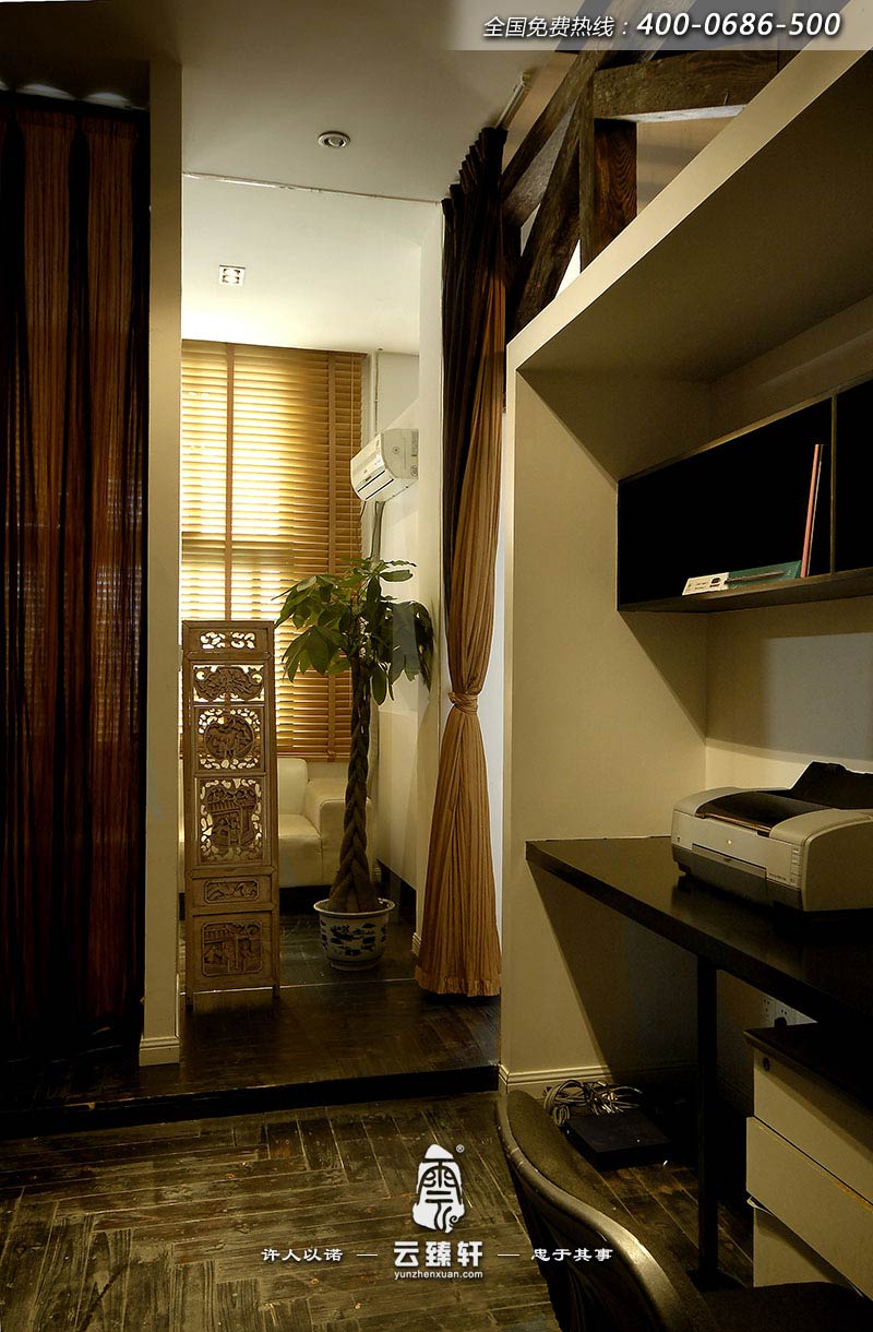 中式辦公室打印區(qū)域效果圖