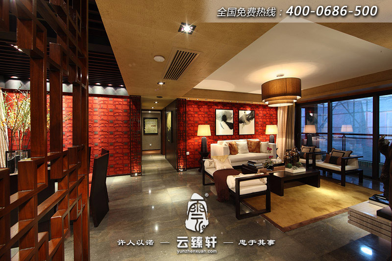 現(xiàn)代中式別墅客廳裝修樣板間