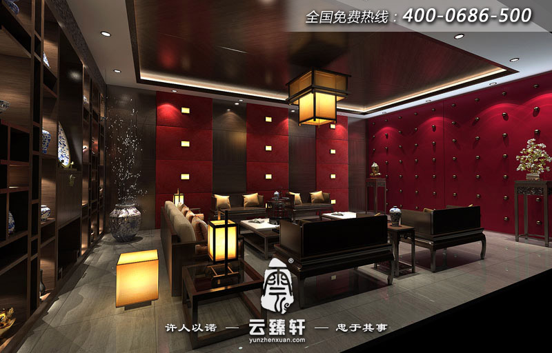 新中式別墅設(shè)計客廳效果圖