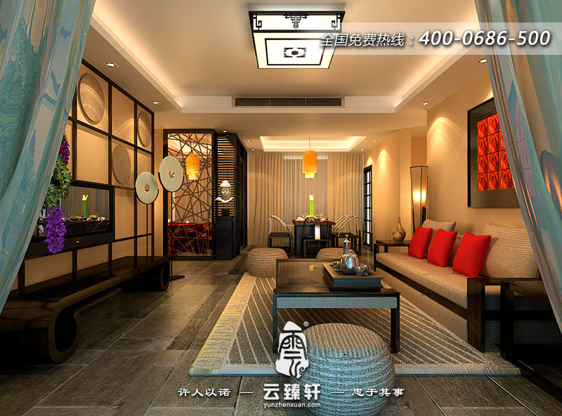 中式客廳風水布局效果圖