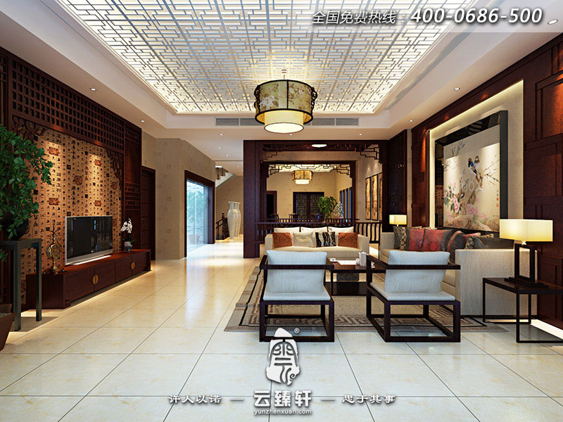 中式別墅客廳裝修風(fēng)水效果圖