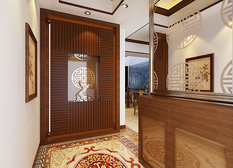 中式玄關風水畫效果圖