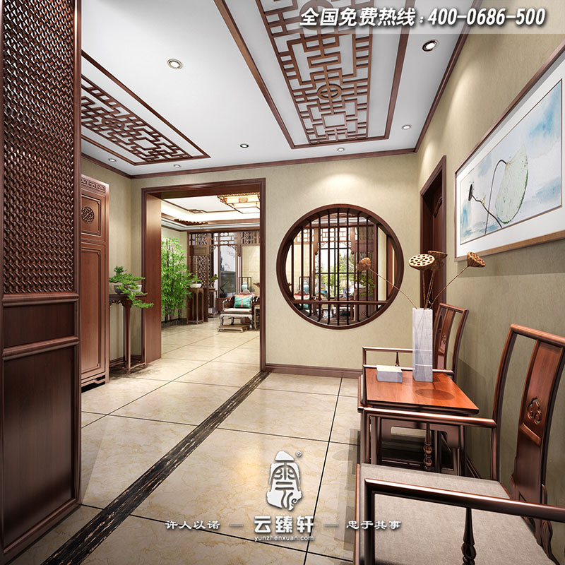 別墅中式門廳設計效果圖