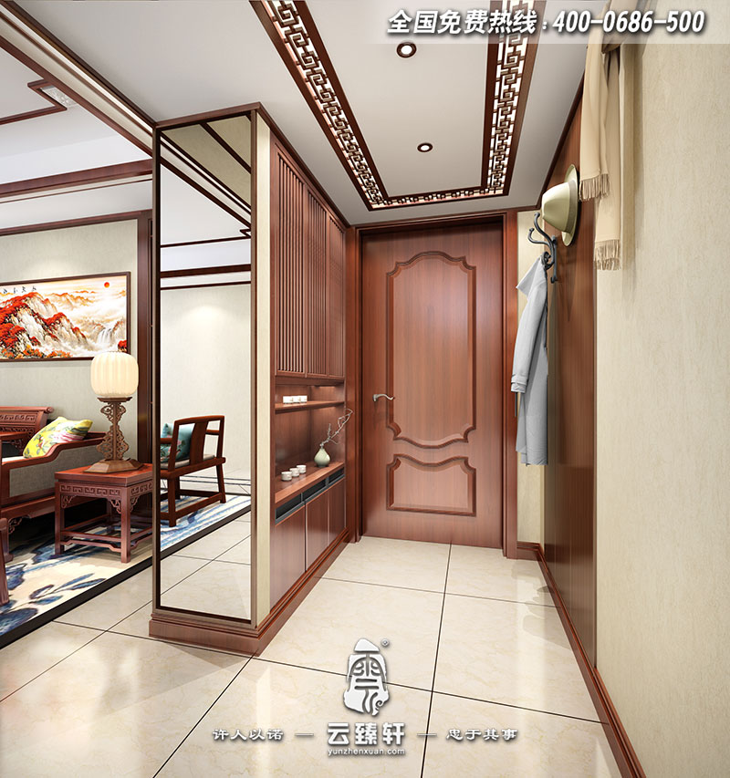 簡約中式一層入戶門廳設(shè)計(jì)效果圖