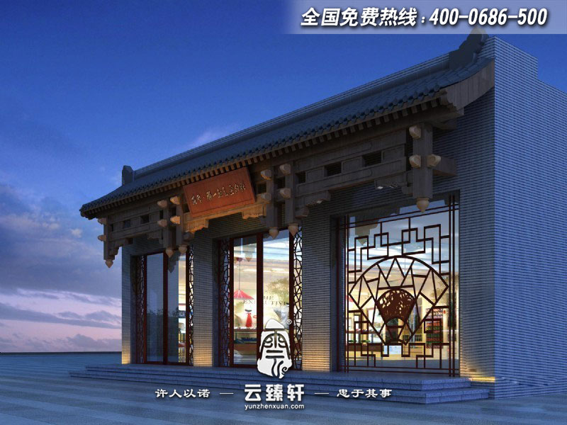 古典中式門(mén)頭夜景裝修效果圖