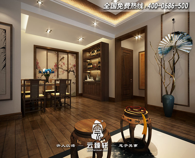 極簡中式設計餐廳效果圖